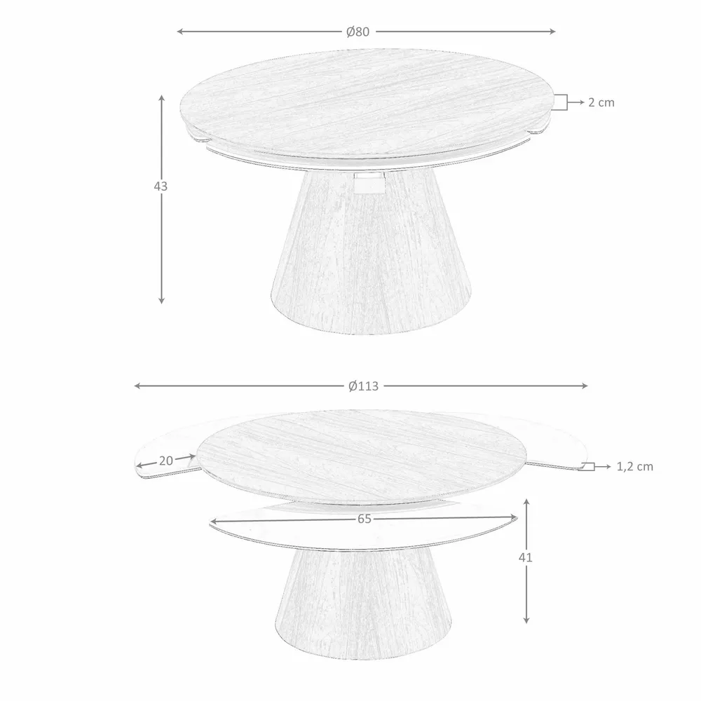 Tables basses - Table basse extensible ronde en noyer et marbre céramique. - ANGEL CERDÁ