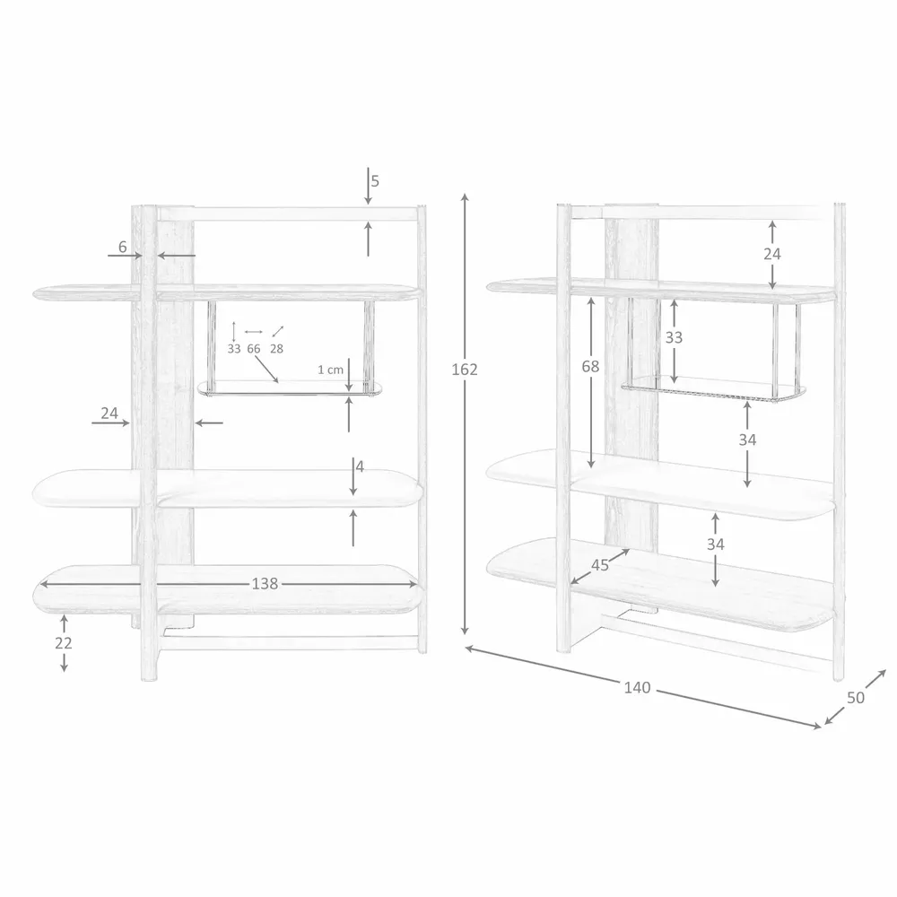 Shelves - Left rectangular shelving in light walnut and greige wood. - ANGEL CERDÁ
