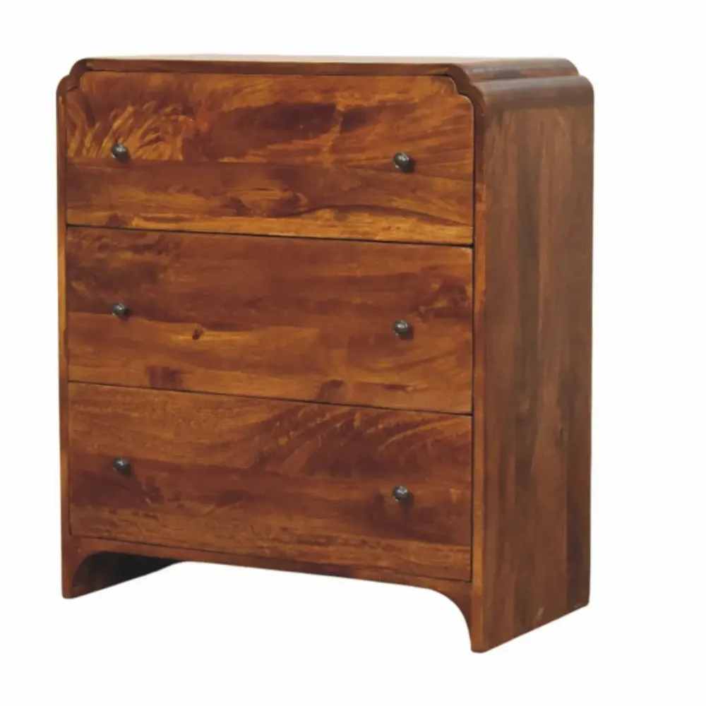 Commodes - Artisan Furniture Solid Wood Commode Newton Châtaigne à 3 tiroirs - ARTISAN FURNITURE