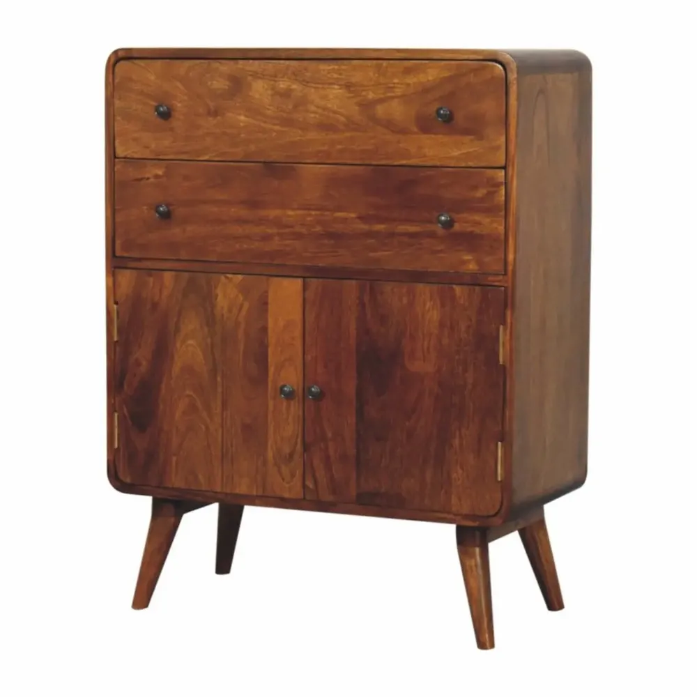 Buffets - Artisan Furniture Solid Wood Armoire Nordic Charm incurvée - ARTISAN FURNITURE