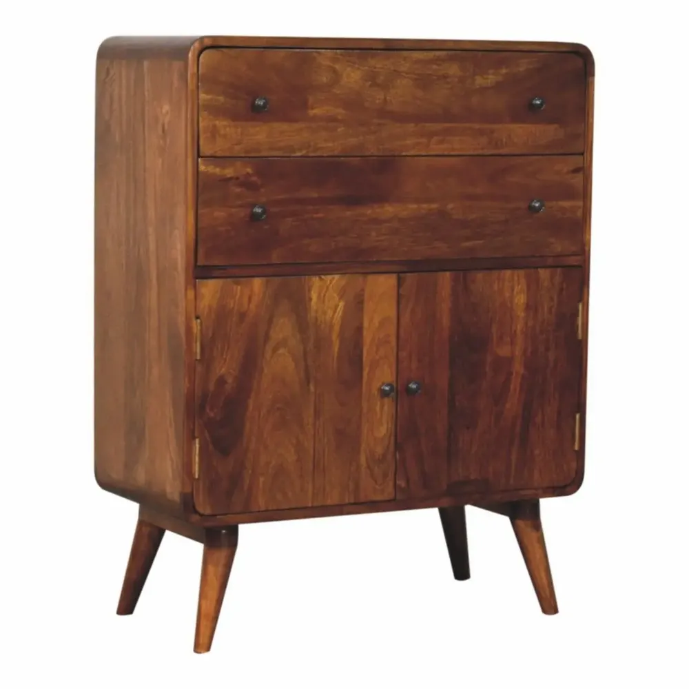 Buffets - Artisan Furniture Solid Wood Armoire Nordic Charm incurvée - ARTISAN FURNITURE
