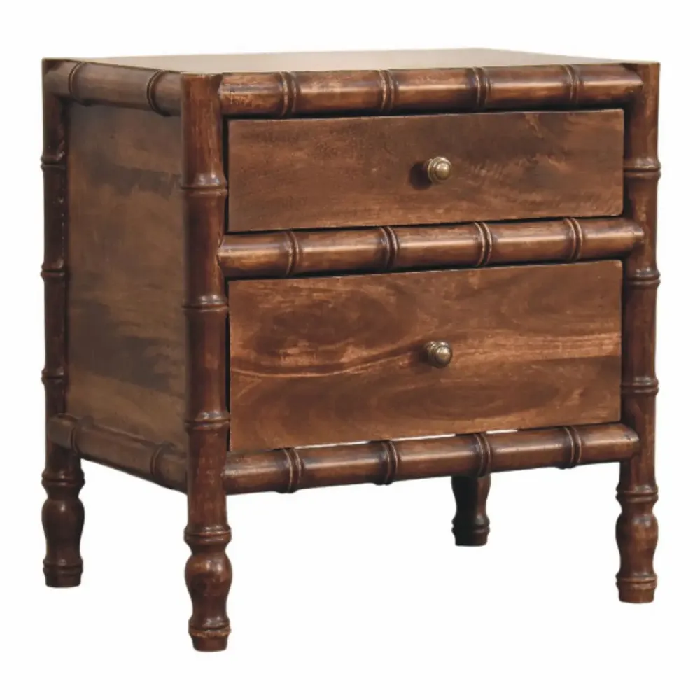 Tables de nuit - Artisan Furniture Solid Wood Table de chevet Bamboo Frame en amande torréfiée - ARTISAN FURNITURE