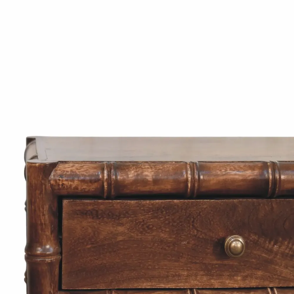 Tables de nuit - Artisan Furniture Solid Wood Table de chevet Bamboo Frame en amande torréfiée - ARTISAN FURNITURE