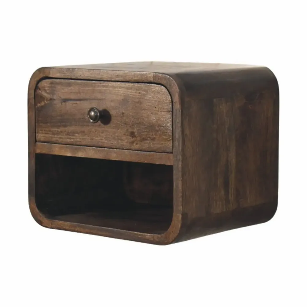 Tables de nuit - Artisan Furniture Solid Wood Table de chevet arrondie à 1 tiroir - ARTISAN FURNITURE