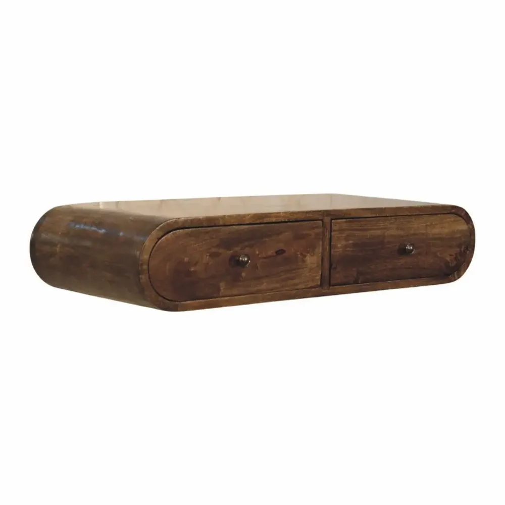 Consoles - Artisan Furniture Solid Wood Console arrondie à fixation murale avec 2 tiroirs - ARTISAN FURNITURE