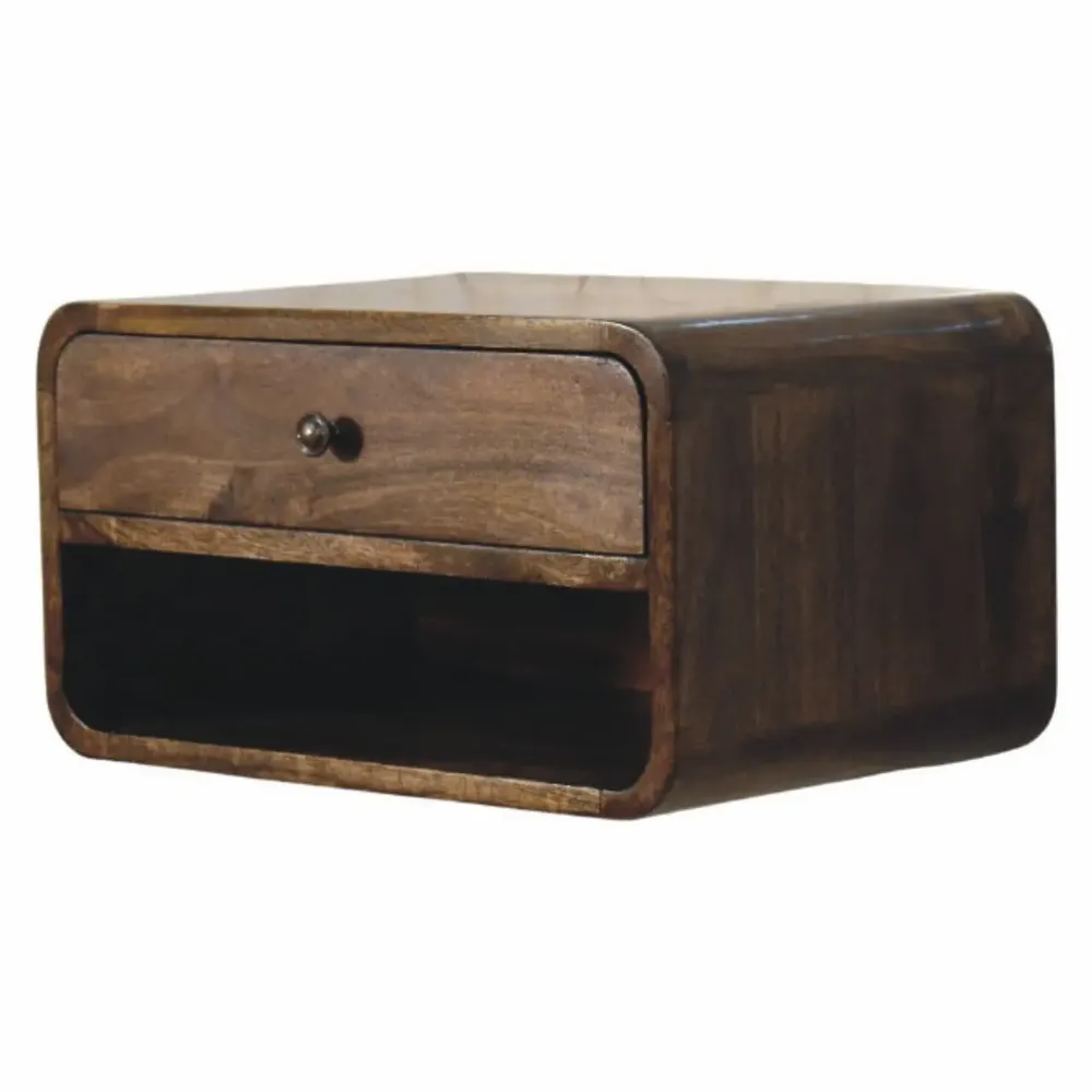 Tables de nuit - Artisan Furniture Solid Wood Table de chevet arrondie à 1 tiroir - ARTISAN FURNITURE