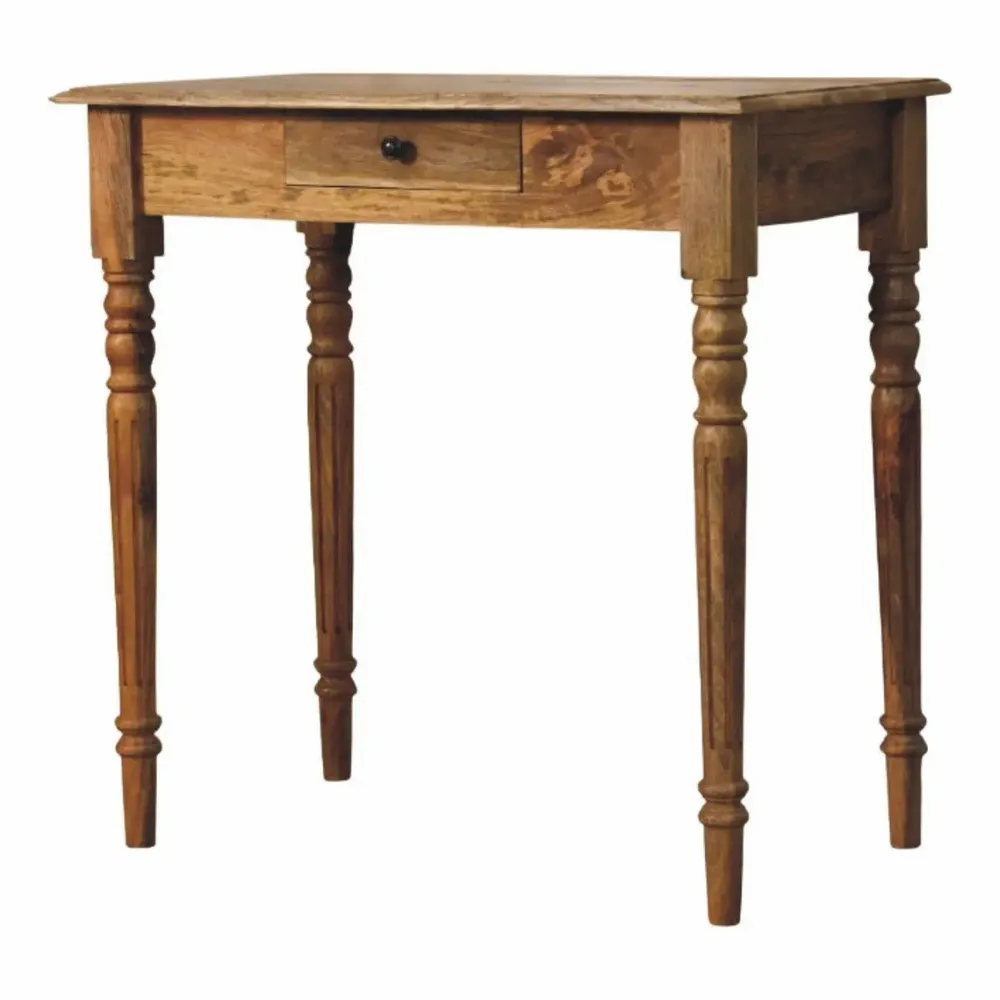 Desks - Artisan Furniture Solid Wood Oakish Turned Leg Writing Desk - ARTISAN FURNITURE