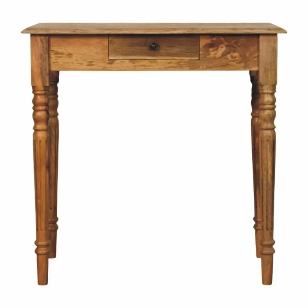 Desks - Artisan Furniture Solid Wood Oakish Turned Leg Writing Desk - ARTISAN FURNITURE