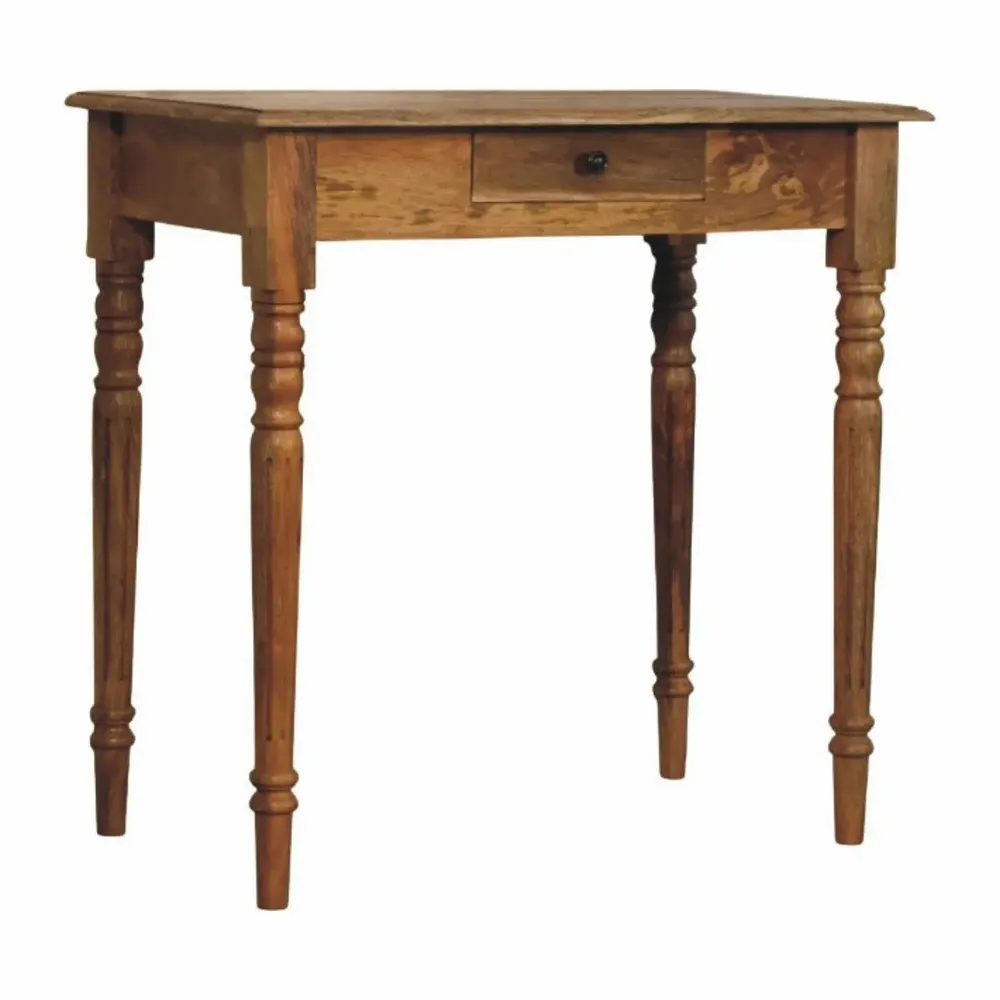 Desks - Artisan Furniture Solid Wood Oakish Turned Leg Writing Desk - ARTISAN FURNITURE