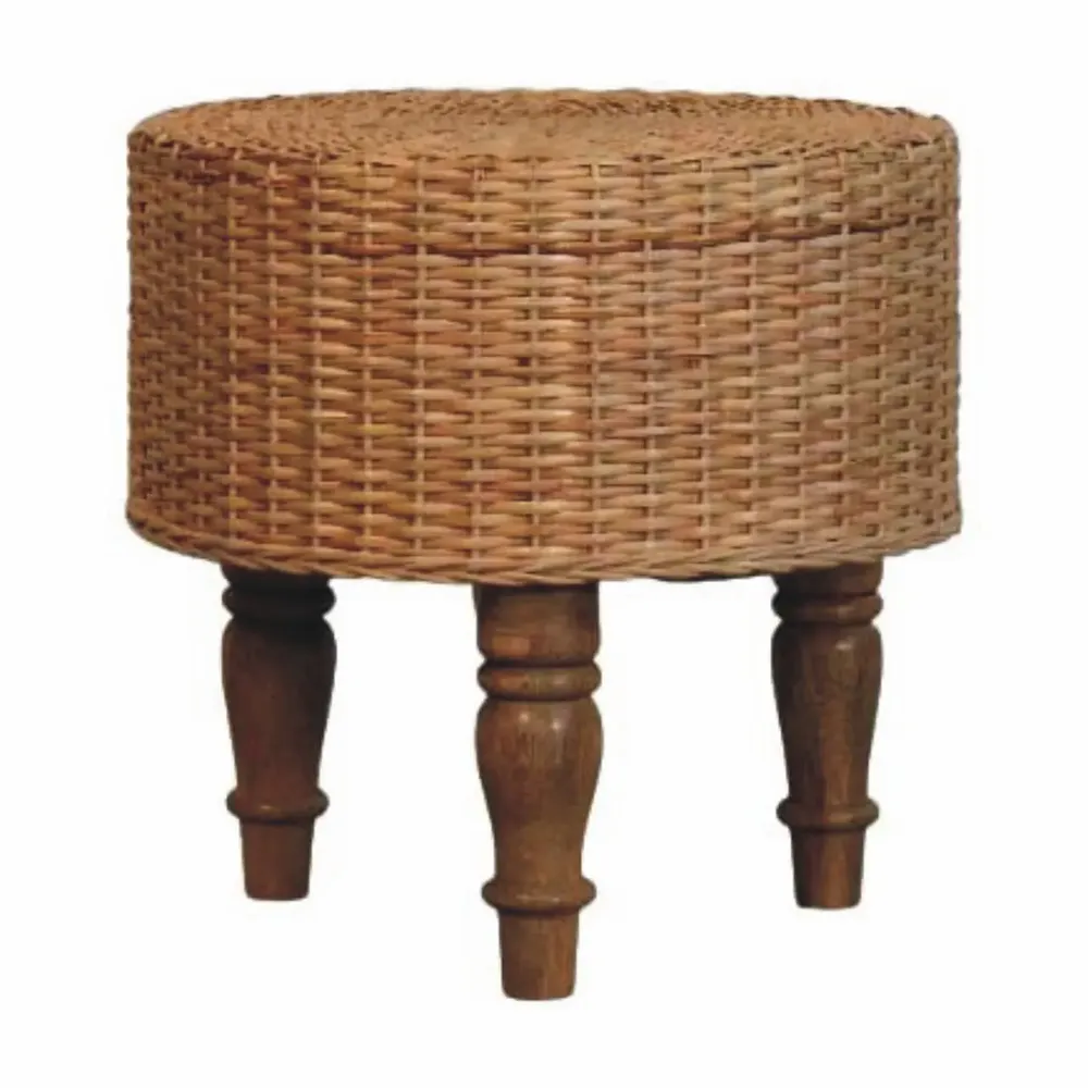 Tabourets - Artisan Furniture Solid Wood Tabouret rond tissé Regency - ARTISAN FURNITURE
