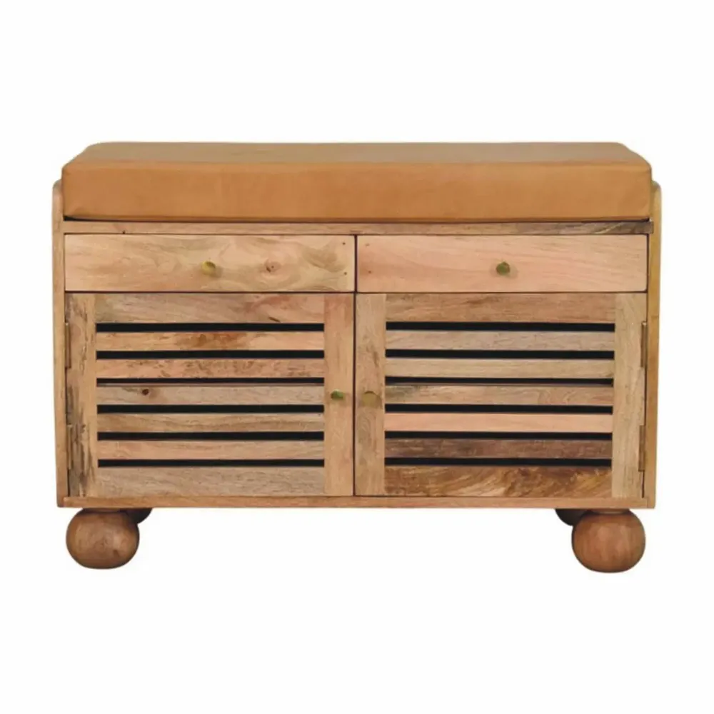 Storage boxes - Artisan Furniture Solid Wood Shutter Oak-ish Shoe Rack with 2 drawers - ARTISAN FURNITURE