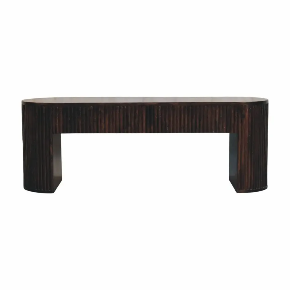 Benches - Artisan Furniture Solid Wood Velvet Mocha Fluted Bench - ARTISAN FURNITURE