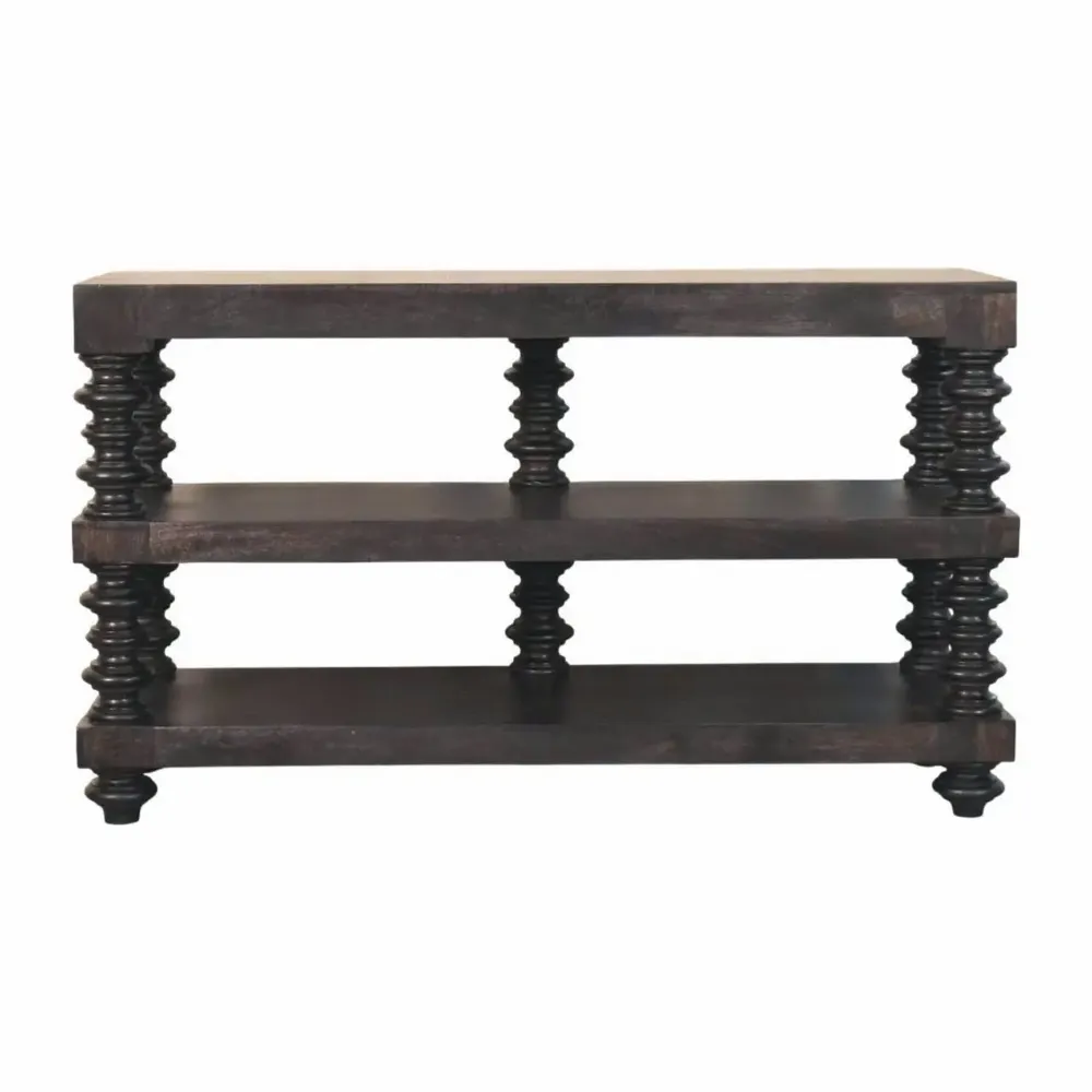 Consoles - Artisan Furniture Solid Wood Console Spindle Shelf en frêne carbone - ARTISAN FURNITURE