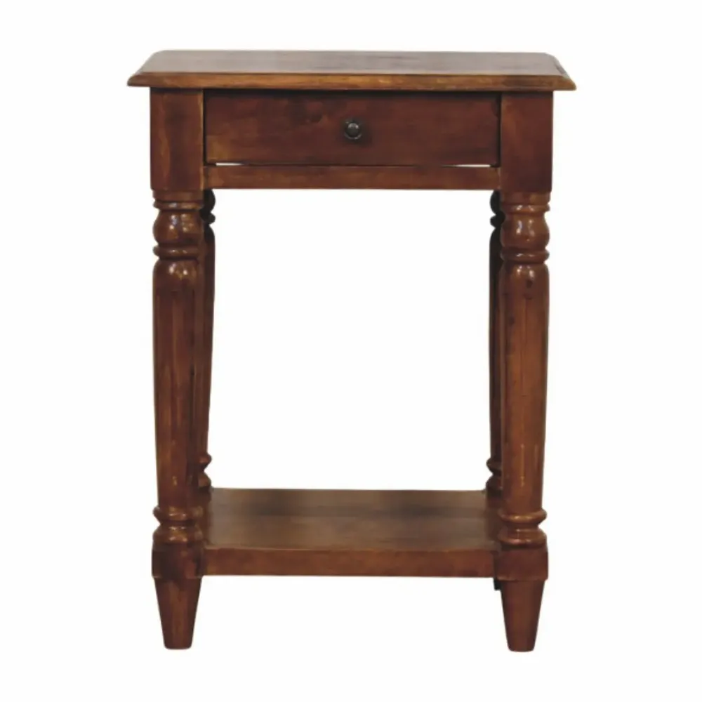 Other tables - Artisan Furniture Solid Wood Turned Legs Chestnut 1 Drawer Side Table - ARTISAN FURNITURE