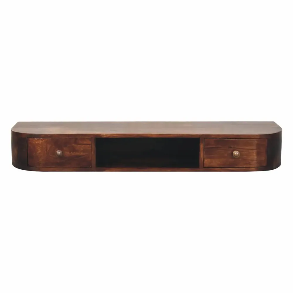 Console table - Artisan Furniture Solid Wood Lunar 2 Drawer Wall Mounted Chestnut Console - ARTISAN FURNITURE