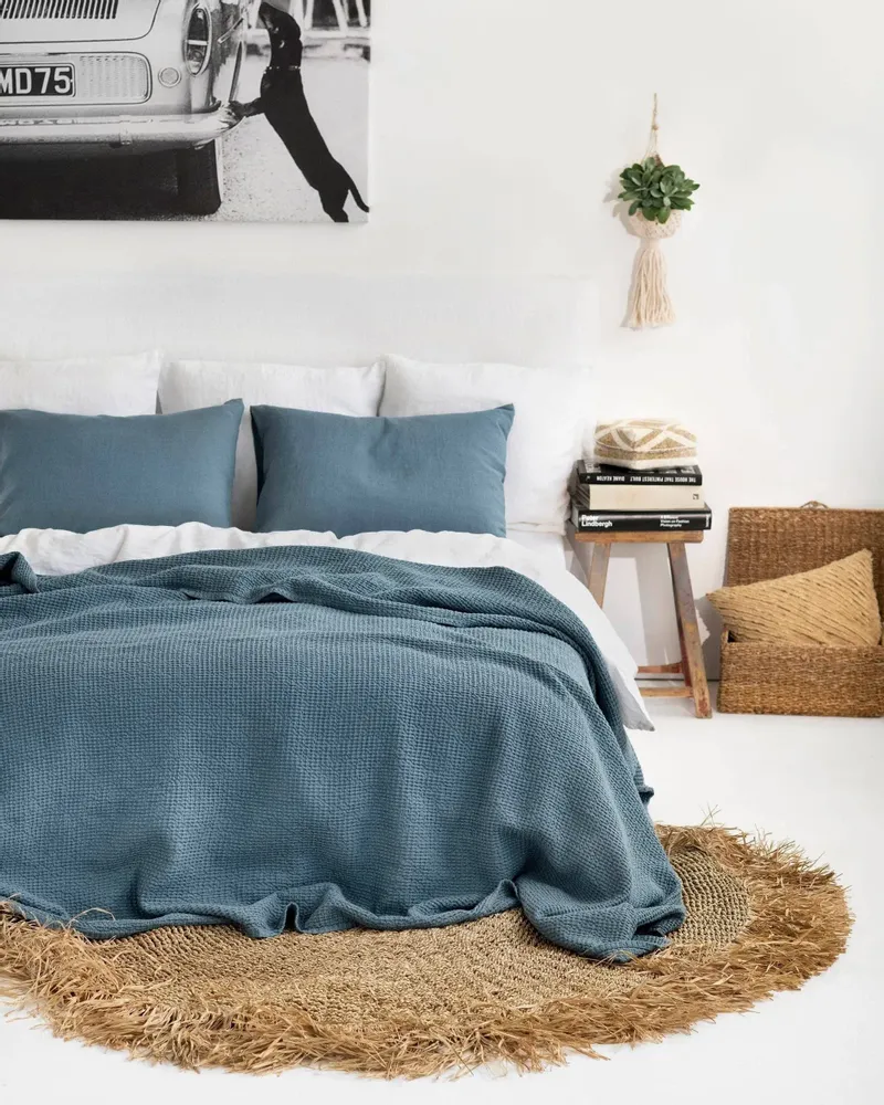 Linge de lit - Couverture gaufrée bleu gris - MAGICLINEN