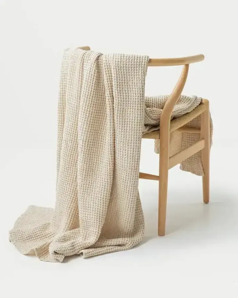 Linge de lit - Couverture gaufrée en lin couleur vanille - MAGICLINEN