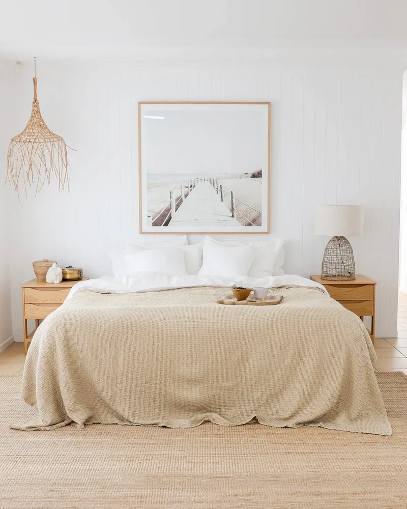 Linge de lit - Couverture gaufrée en lin couleur vanille - MAGICLINEN