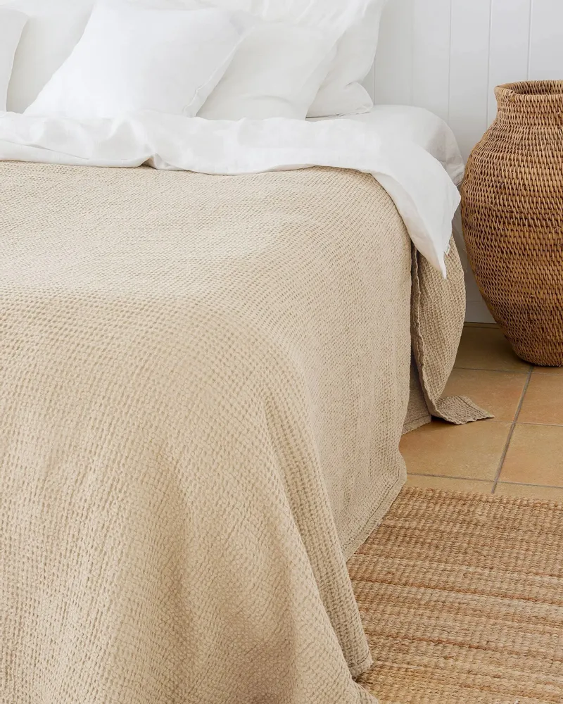 Linge de lit - Couverture gaufrée en lin couleur vanille - MAGICLINEN