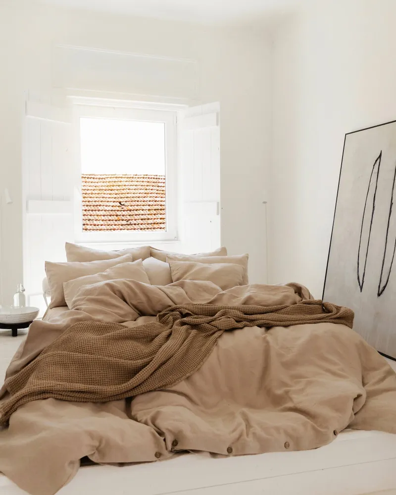 Linge de lit - Couverture gaufrée en lin beige - MAGICLINEN
