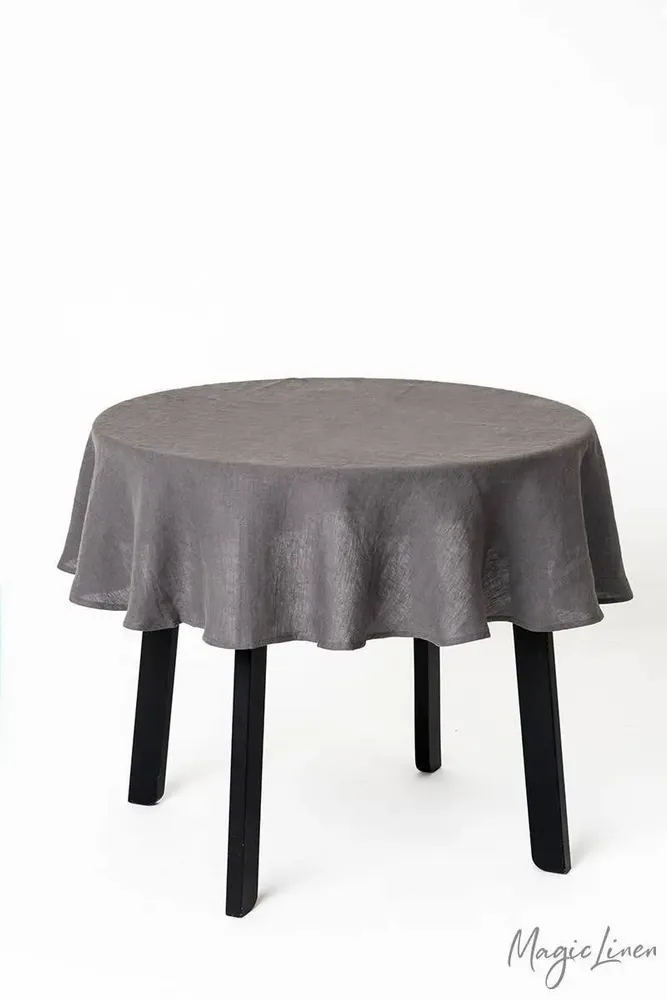 Table cloths - Round linen tablecloth in Dark gray - MAGICLINEN