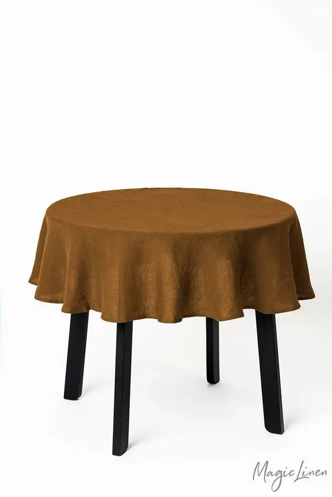 Nappes - Nappe ronde en lin couleur cannelle - MAGICLINEN