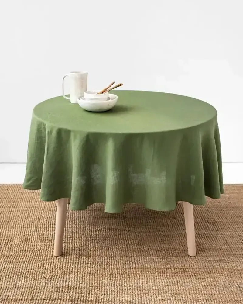 Nappes - Nappe ronde en lin vert forêt - MAGICLINEN