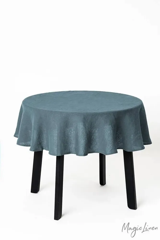 Nappes - Nappe ronde en lin bleu gris - MAGICLINEN