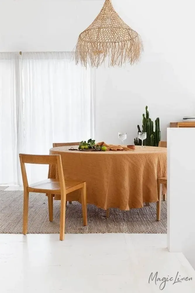 Nappes - Nappe ronde en lin bleu gris - MAGICLINEN