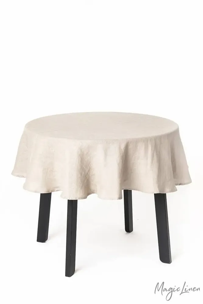 Nappes - Nappe ronde en lin vichy naturel - MAGICLINEN