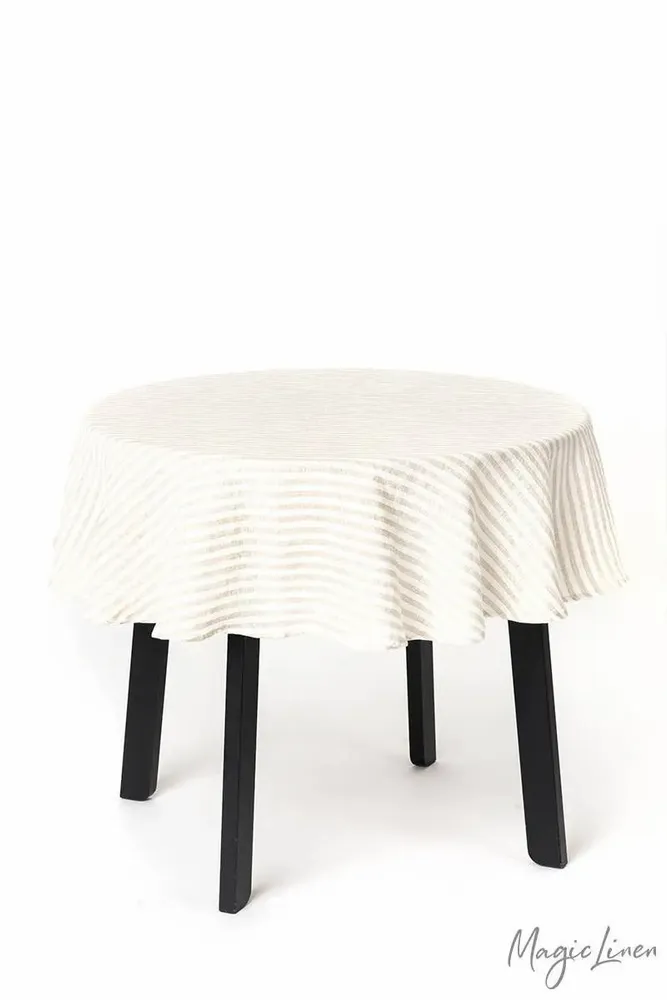 Nappes - Nappe ronde en lin rayée naturelle - MAGICLINEN