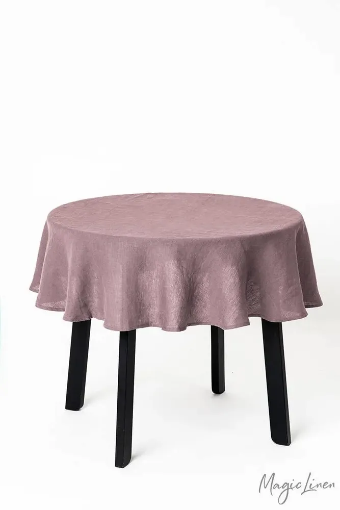 Nappes - Nappe ronde en lin rose poudré (Woodrose) - MAGICLINEN