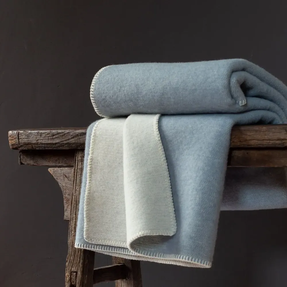 Bed linens - Wool bed Blanket BLUE FOG - single - MOST-BLANKETS