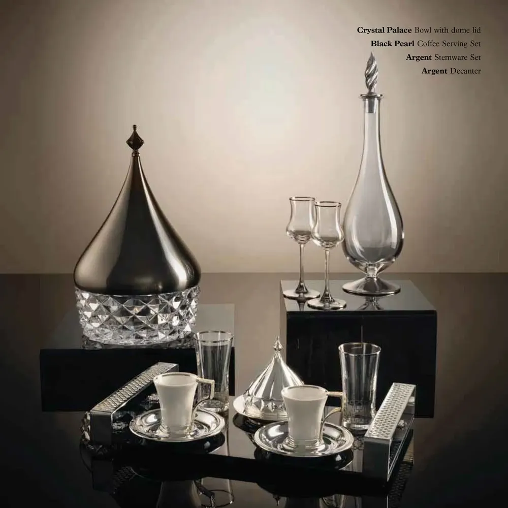 Tea and coffee accessories - Black Pearl Coffee Cup Set For 2 (4 Pcs) - ANATOLI