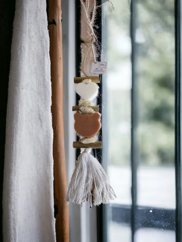 Soaps - Braided 1 Bergamot Heart Soap and 1 Bear Head Soap - FABRIQUE LOMAELLE