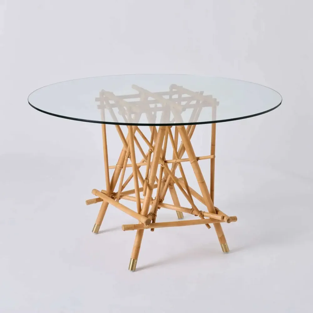 Dining Tables - MIKADO rattan round table - KOK MAISON