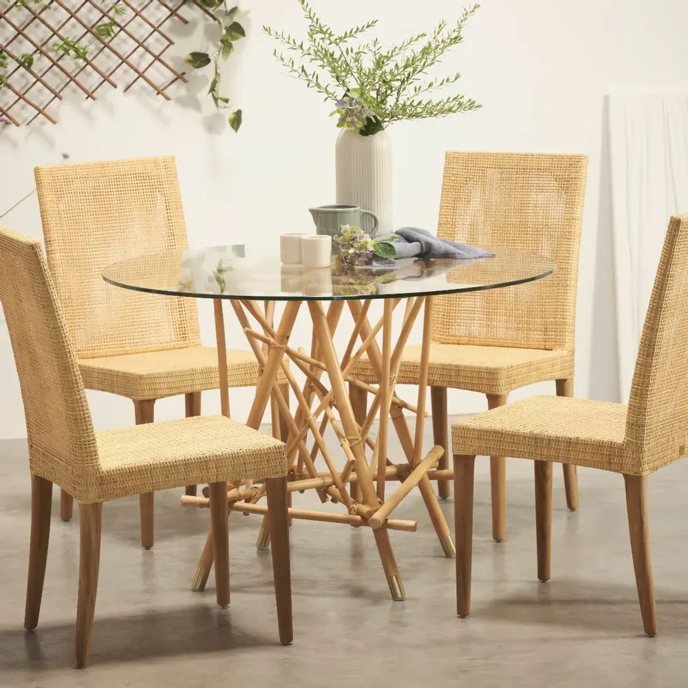 Dining Tables - MIKADO rattan round table - KOK MAISON