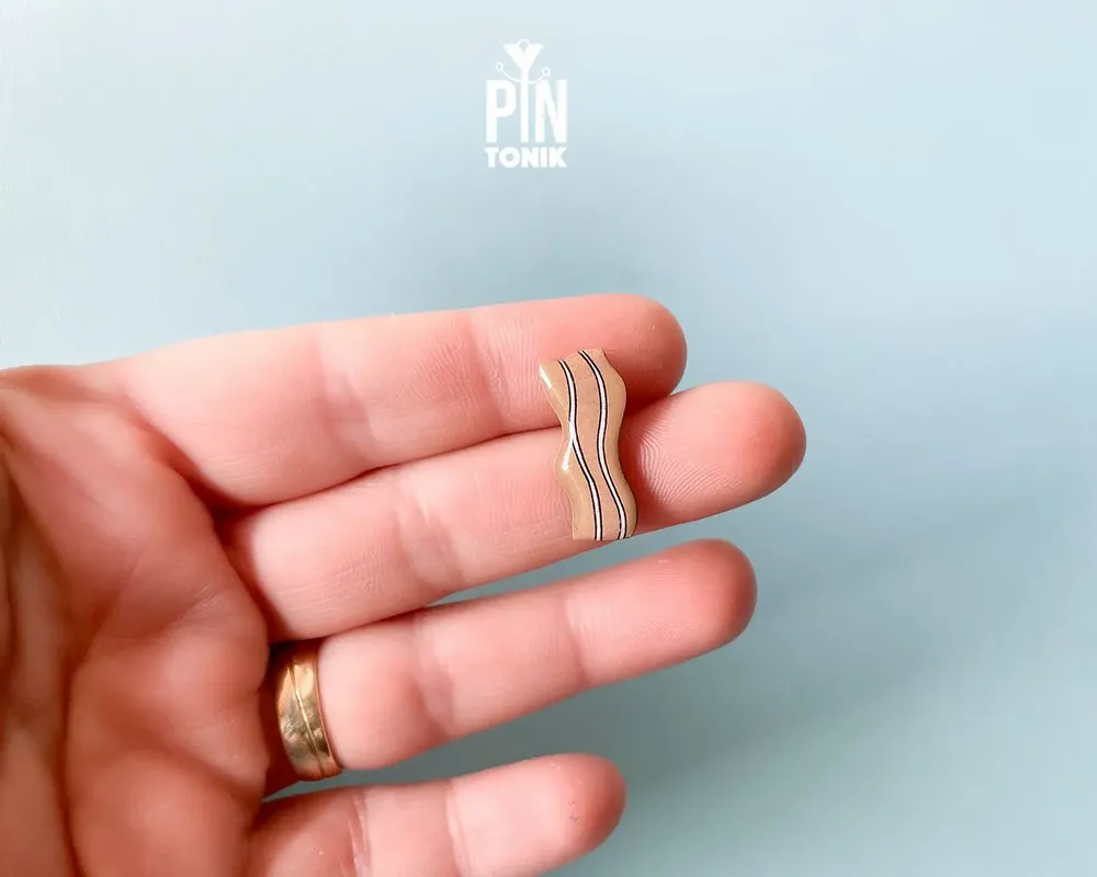 Brooches - Bacon Wooden Pin - PINTONIK