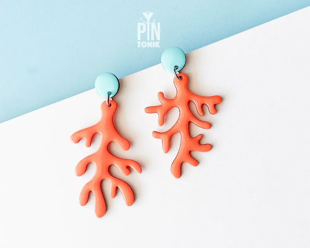 Jewelry - Marine Coral Dangle Earrings in Vibrant Neon Colors - PINTONIK