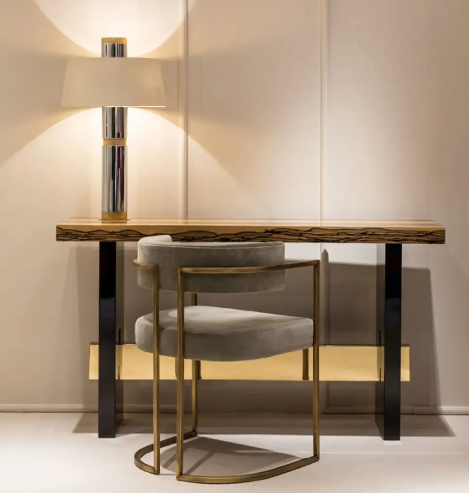 Hotel bedrooms - Geometry Console, Grey Figured Sikomoro Top, Bronze Lacquered Wood - DUISTT