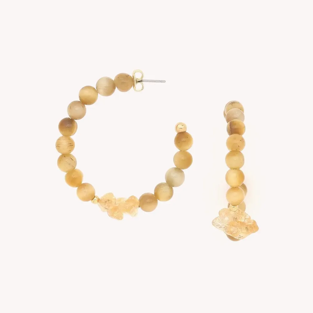 Bijoux - Boucles d'oreilles créoles oeil de tigre - Alegria Beach - NATURE BIJOUX