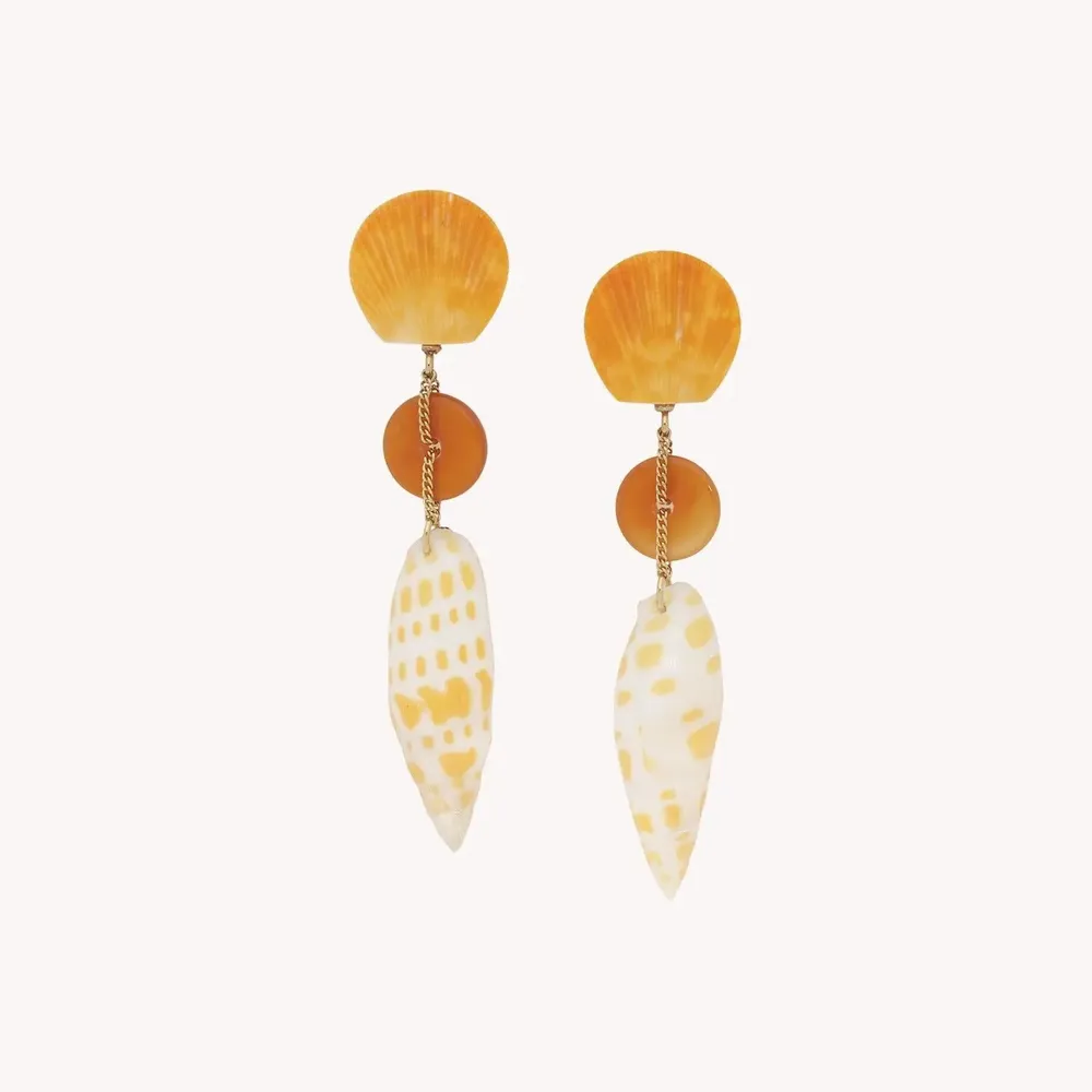 Bijoux - Boucles d'oreilles poussoir anneau agate et coquillage - Alona - NATURE BIJOUX