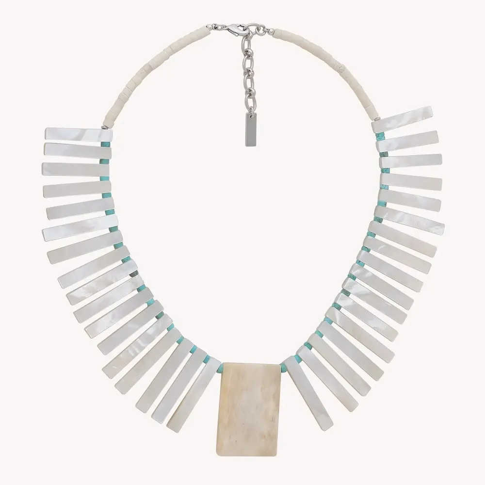 Bijoux - Collier plastron batonnets Nacre blanche - Milos - NATURE BIJOUX