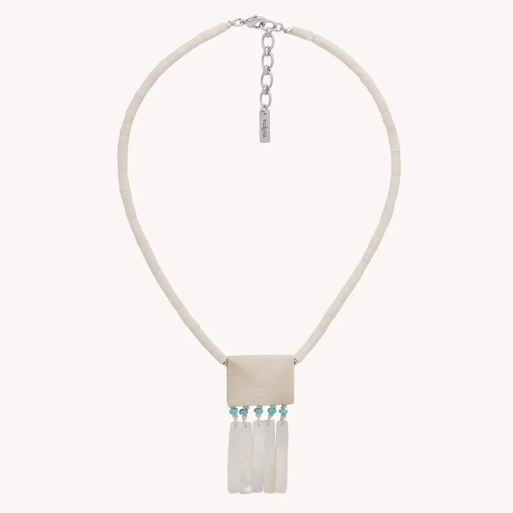 Bijoux - Collier pendentif os et nacre blanche - Milos - NATURE BIJOUX