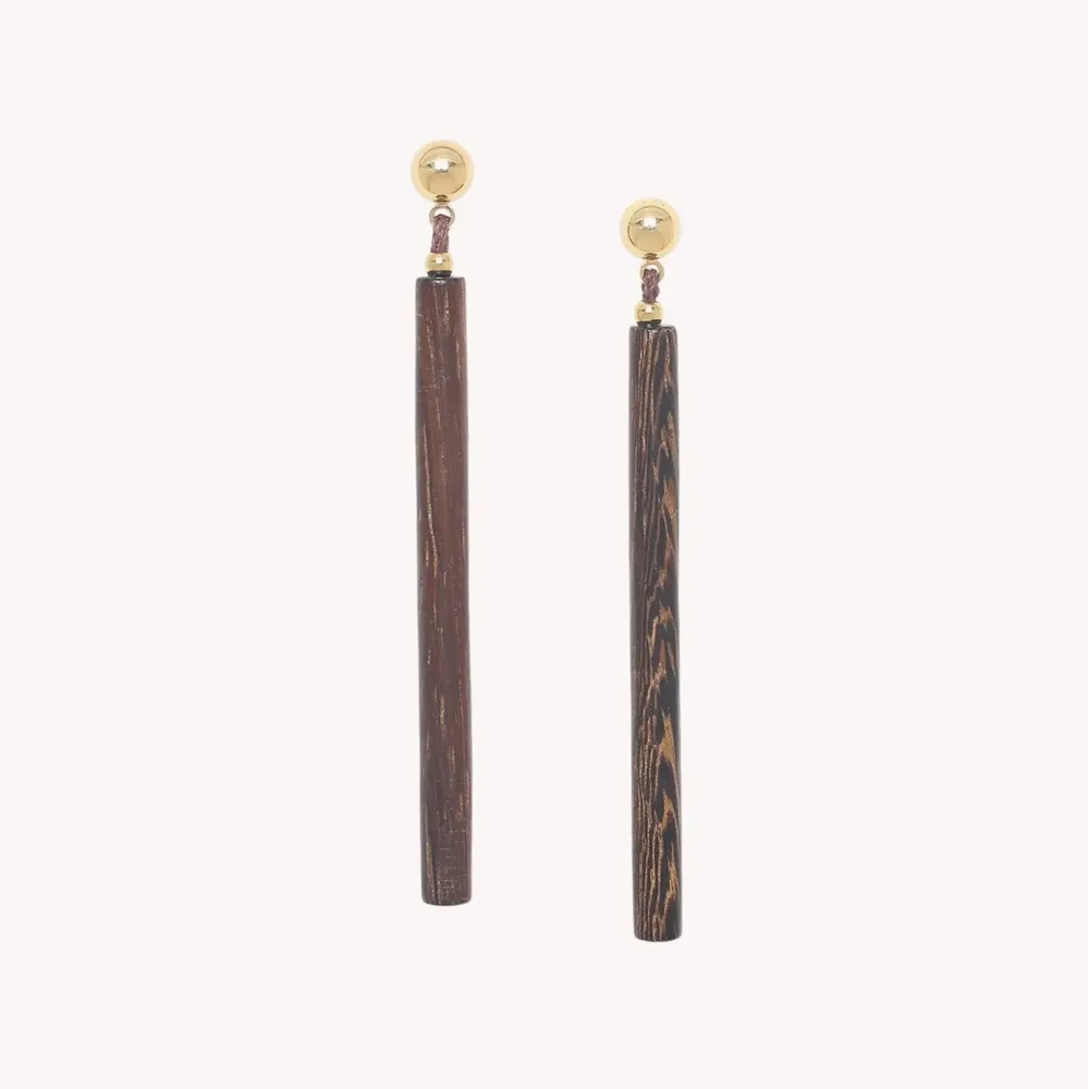 Bijoux - Boucles d'oreilles poussoir tige bois de roblès - Okawa - NATURE BIJOUX