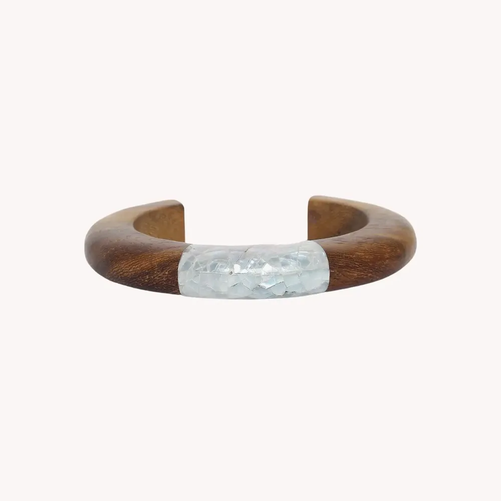 Jewelry - Wood & shell rigid bracelet - Okawa - NATURE BIJOUX
