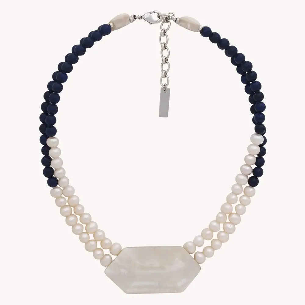 Bijoux - Collier plastron hexagone nacre - Pacifique - NATURE BIJOUX