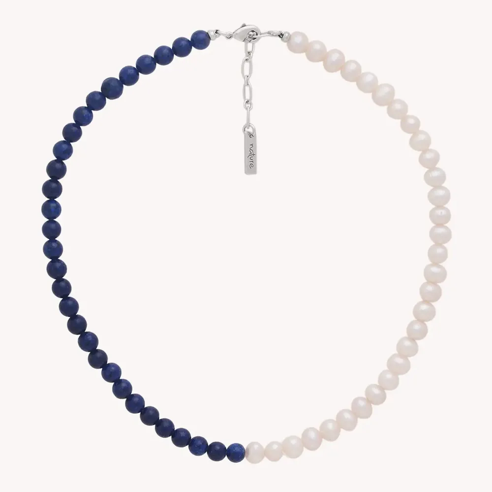 Bijoux - Collier simple duo Lapis et Perles - Pacifique - NATURE BIJOUX