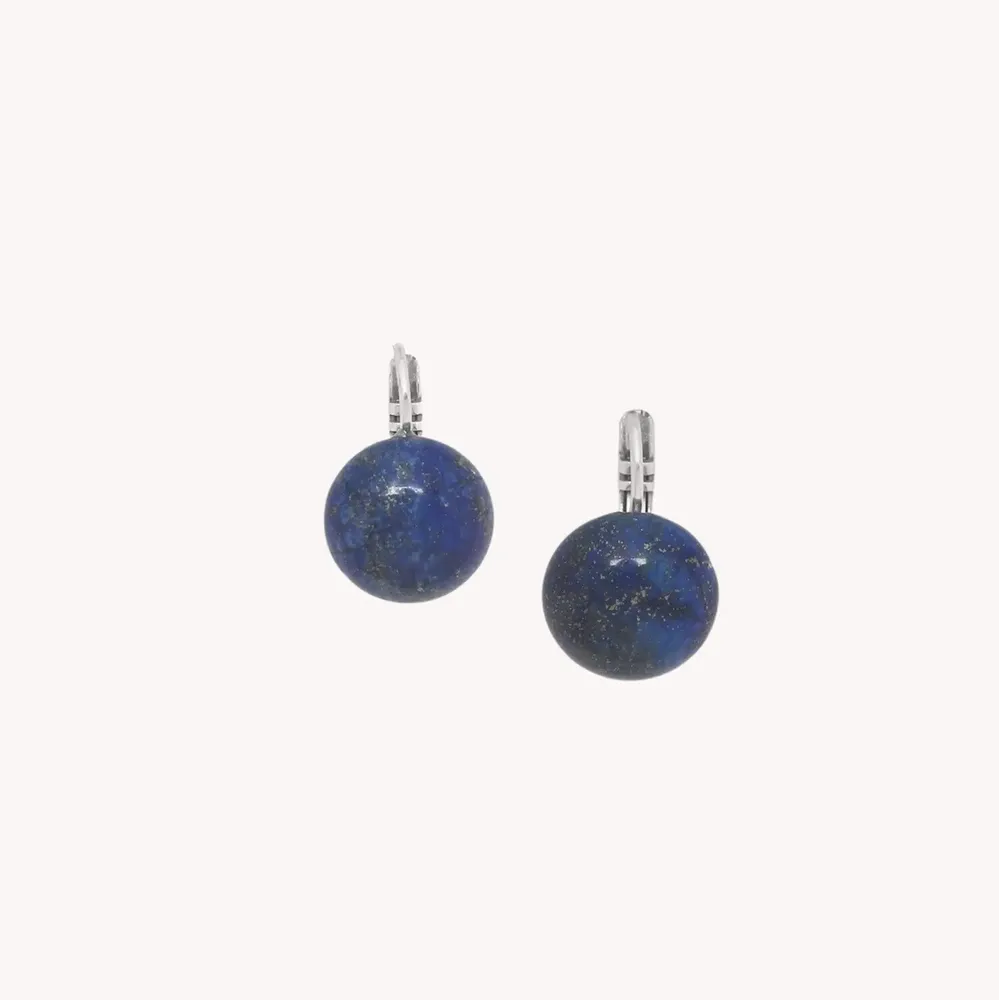 Jewelry - Round Lapis french hook earrings - Pacifique - NATURE BIJOUX