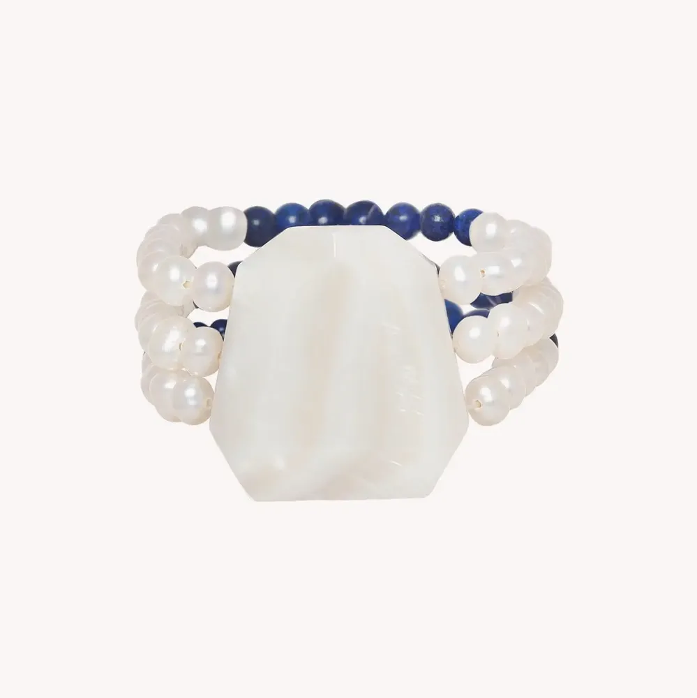 Bijoux - Bracelet extensible 3 rangs perles et Lapis - Pacifique - NATURE BIJOUX